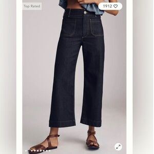 Anthropologie Maeve The Colette dark Rinse Wide -Leg Jeans cropped  like new